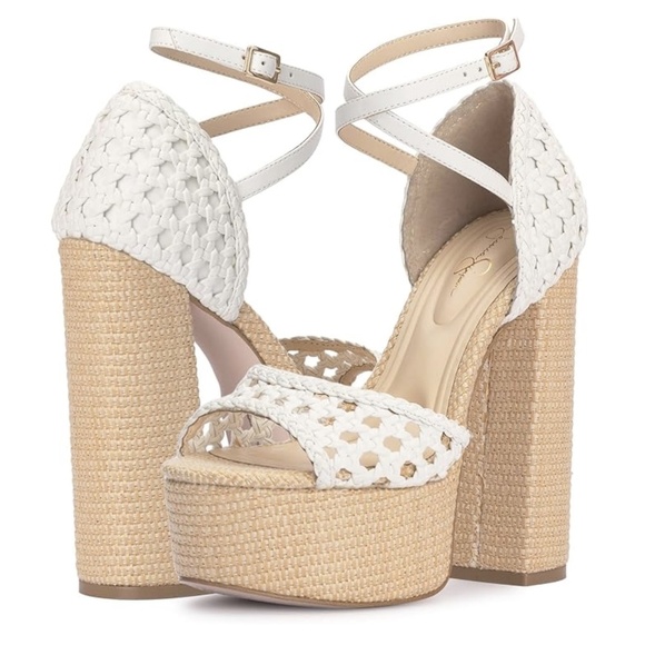 NEW Jessica Simpson Aditi Woven Platform Ankle Strap Sandals in Bright W… - Picture 1 of 5